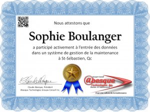 Sophie Boulanger, adjointe administrative chez Polycor inc. à St-Sébastien, 2009